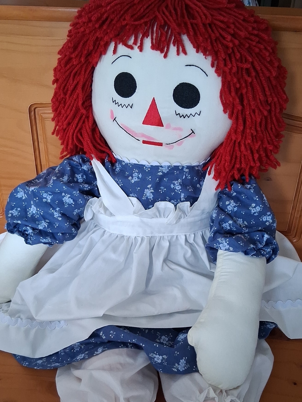 Classic Red-Haired Rag Doll Plush Toy - Blue Dress